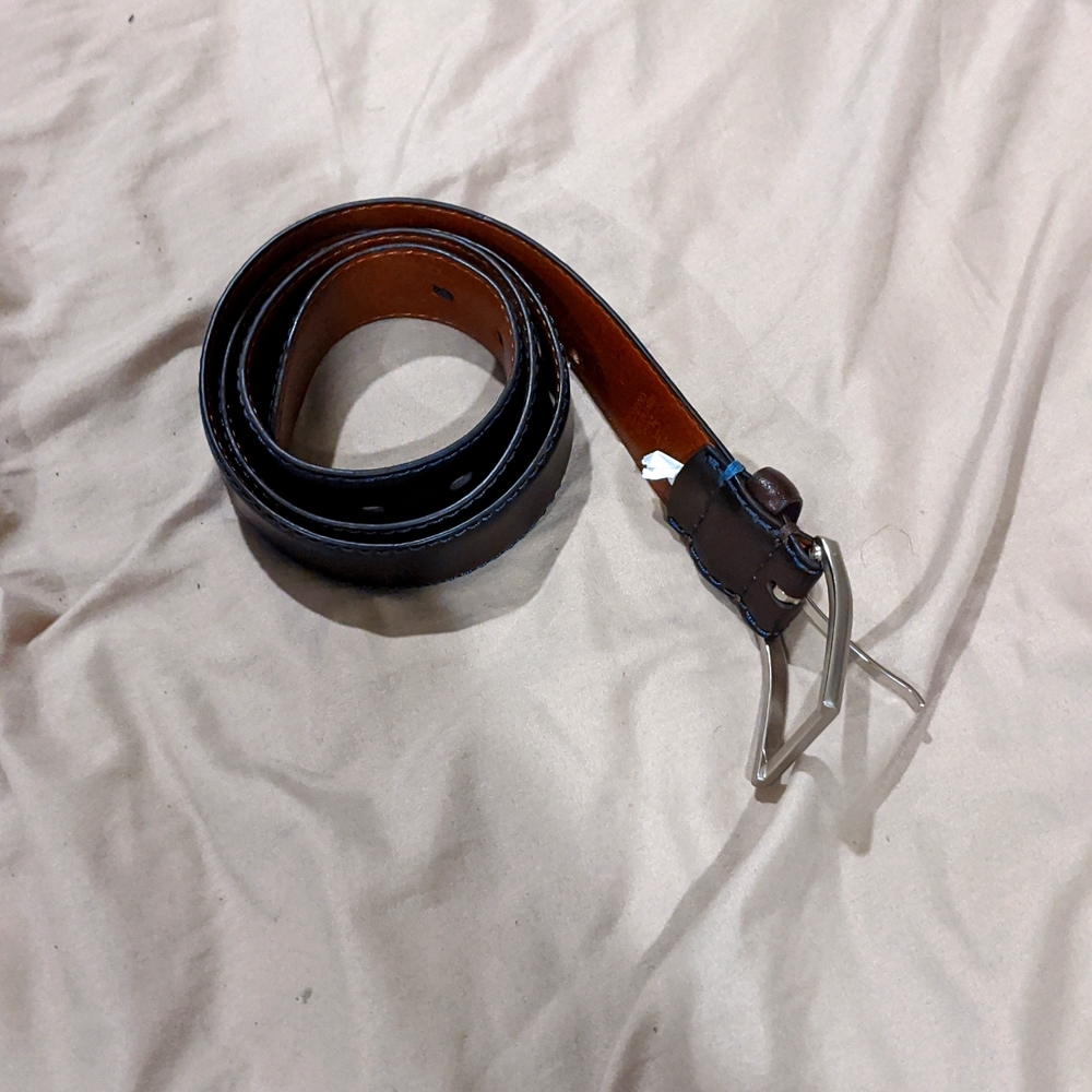 Brown belt with blue stitching size 34-36